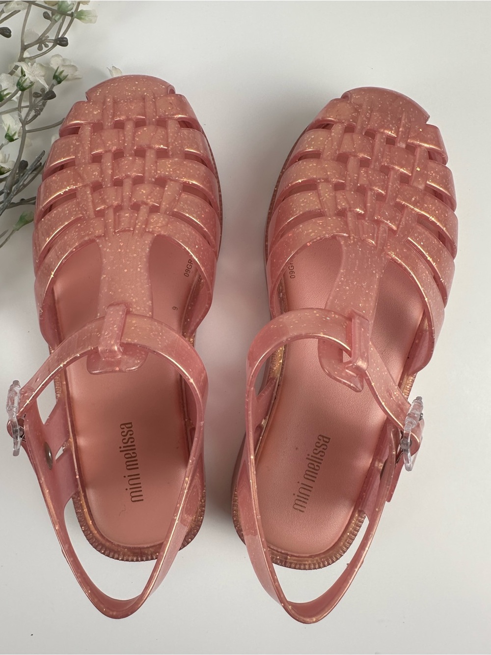 Mini Melissa Pink Glitter Jelly Sandals Toddler Size 13 - Picture 7 of 13
